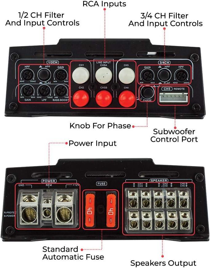 Car audio package for most of Trucks, FORD , RAM , TOYOTA , CHEVY, GMC and more Memphis MBE8S2 Loaded Enclosures 1-8" 2ohm 350RMS/700MAX ,DS18 CANDY-X5B Class D 5-Channel Amplifier with Bass Remote, 2 Pair of DS18 G5.7Xi GEN-X 5x7" 2-Way Coaxial Speakers