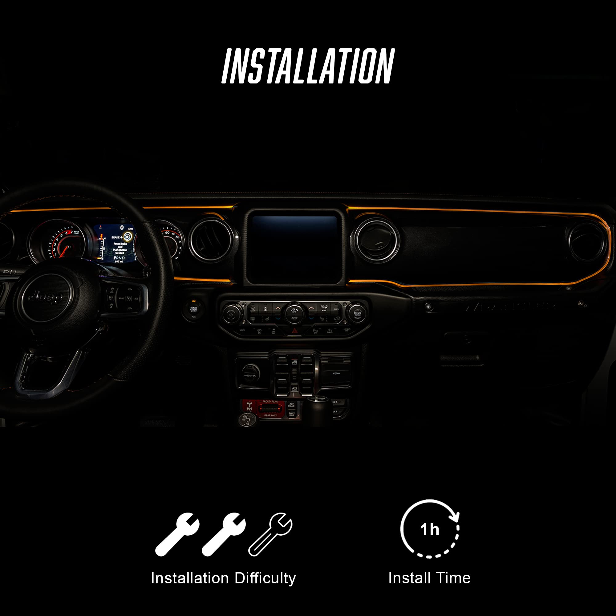 Oracle 4236-333 Jeep Wrangler JL/Gladiator JT ColorSHIFT® Fiber Optic LED Interior Kit