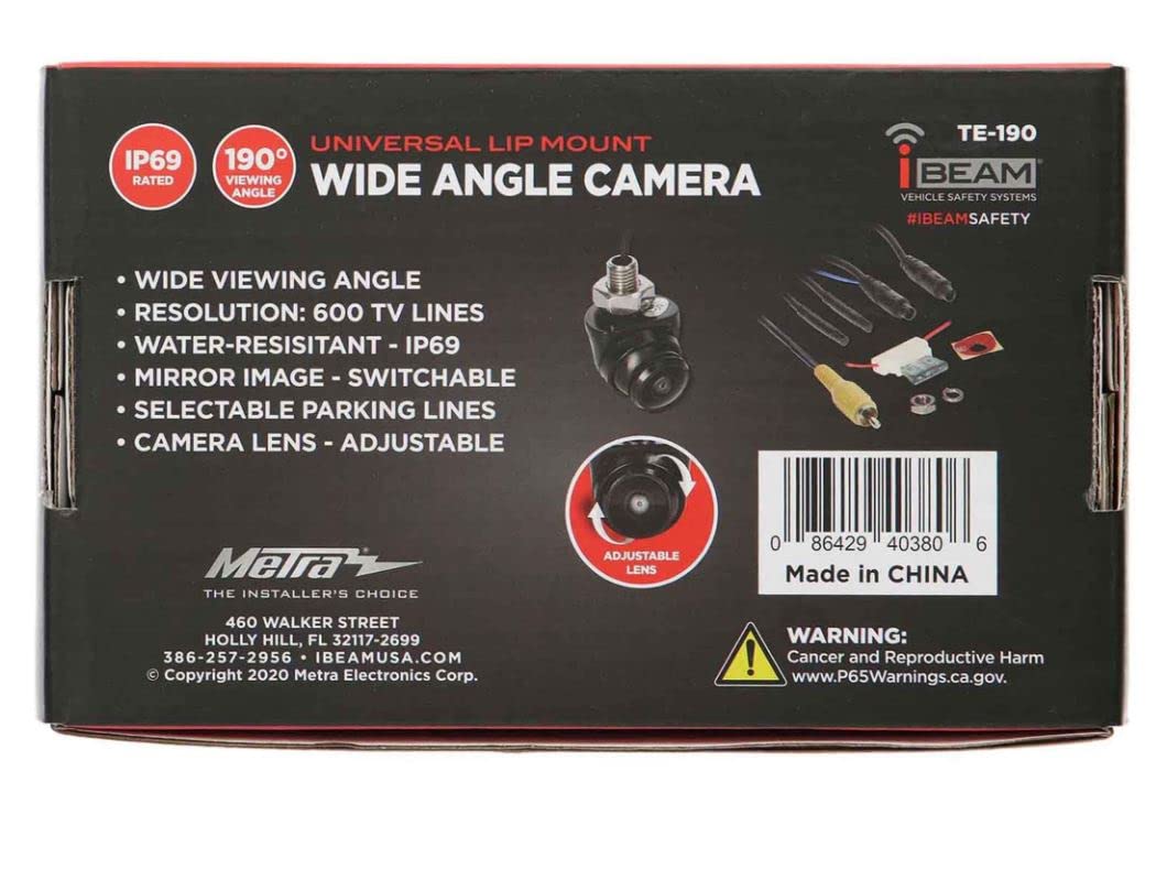 Metra TE-190 190-Degree Wide Angle Adjustable Camera