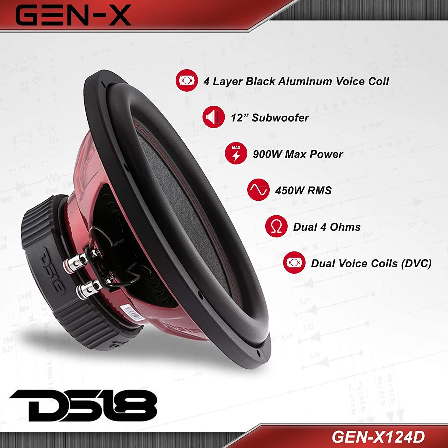 DS18 GEN-X124D 12" Car Subwoofer 900 Watts 4-Ohm DVC