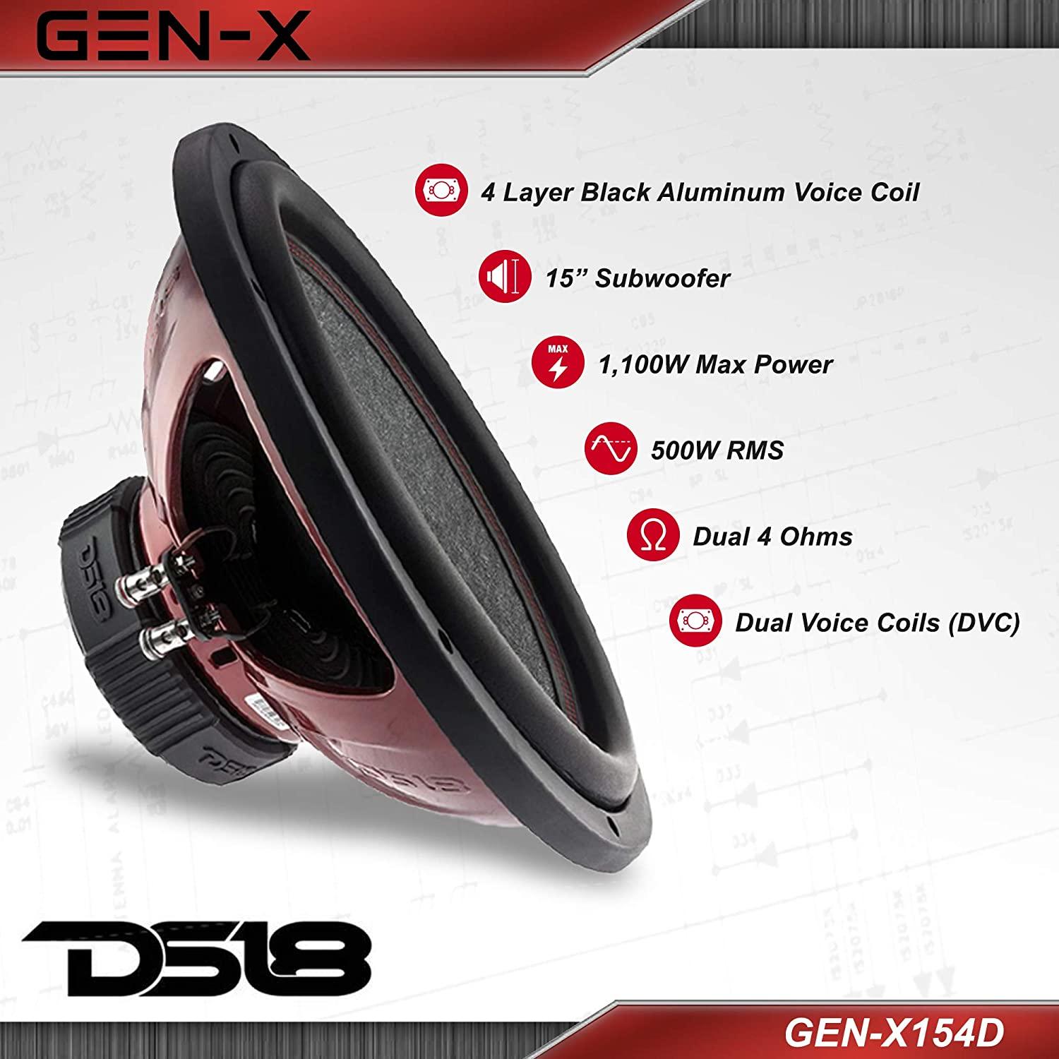 DS18 GEN-X154D 15" Car Subwoofer 1000 Watts 4-Ohm DVC