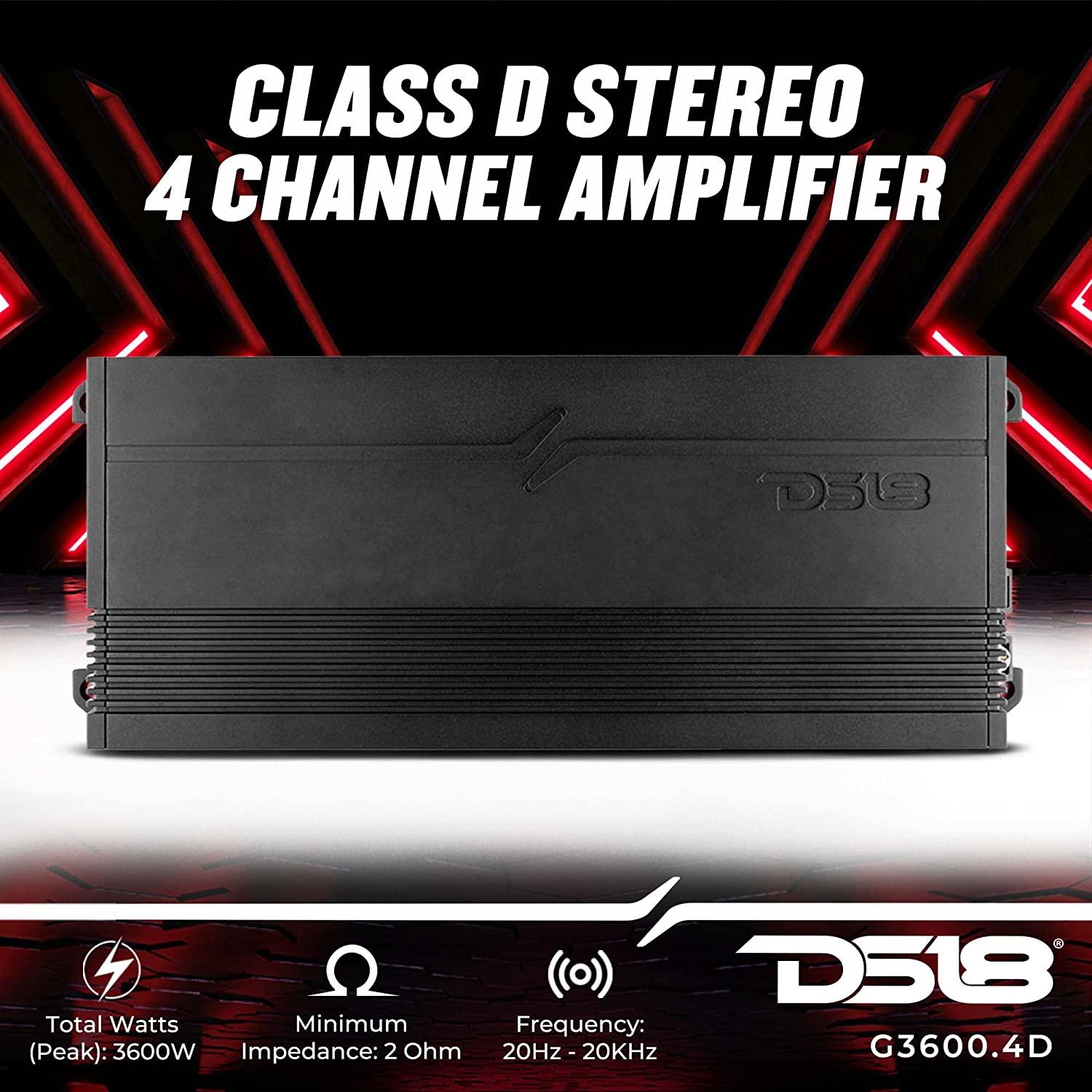 DS18 G3600.4D Full-Range Class D 4-Channel Car Audio Amplifier 3600 Watts