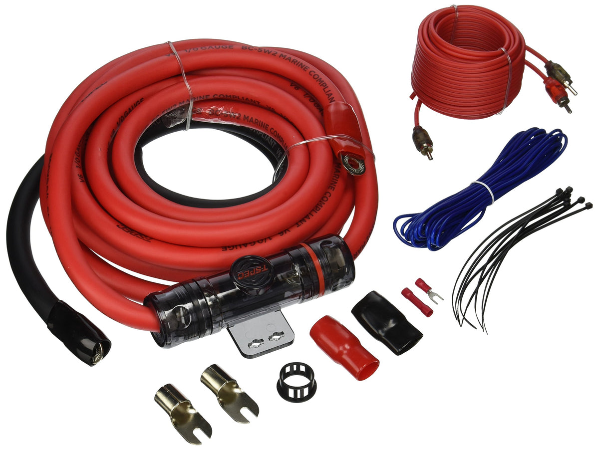 T-SPEC V6-RAK1-0 V6 Series Amp Installation Kit with RCA Cables (1/0 Gauge)