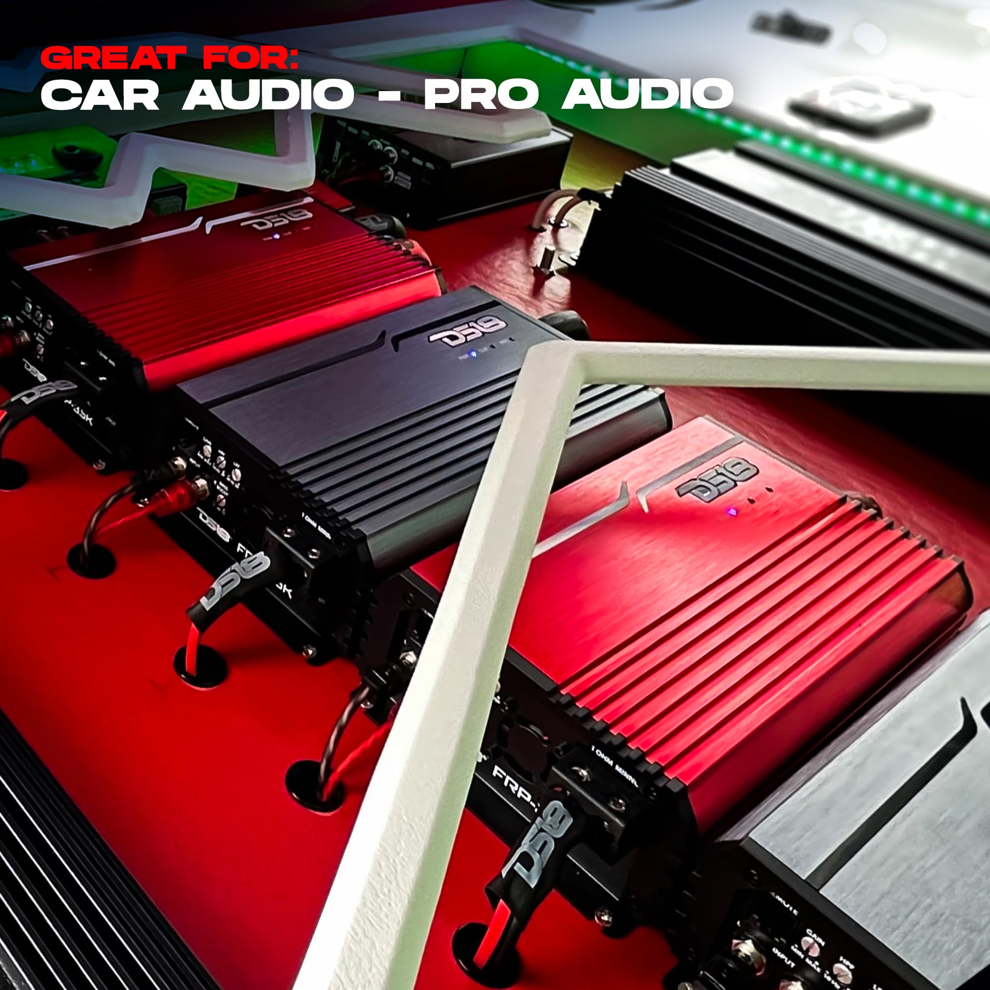 DS18 FRP-3.5K/RD 1-Channel Amplifier 3,500 Watts RMS @ 1-Ohm, Compact Full-Range Class D, High Efficiency, Monoblock Amplifier Great for Bass, Mids, or Highs, Certified Dyno Results, Red