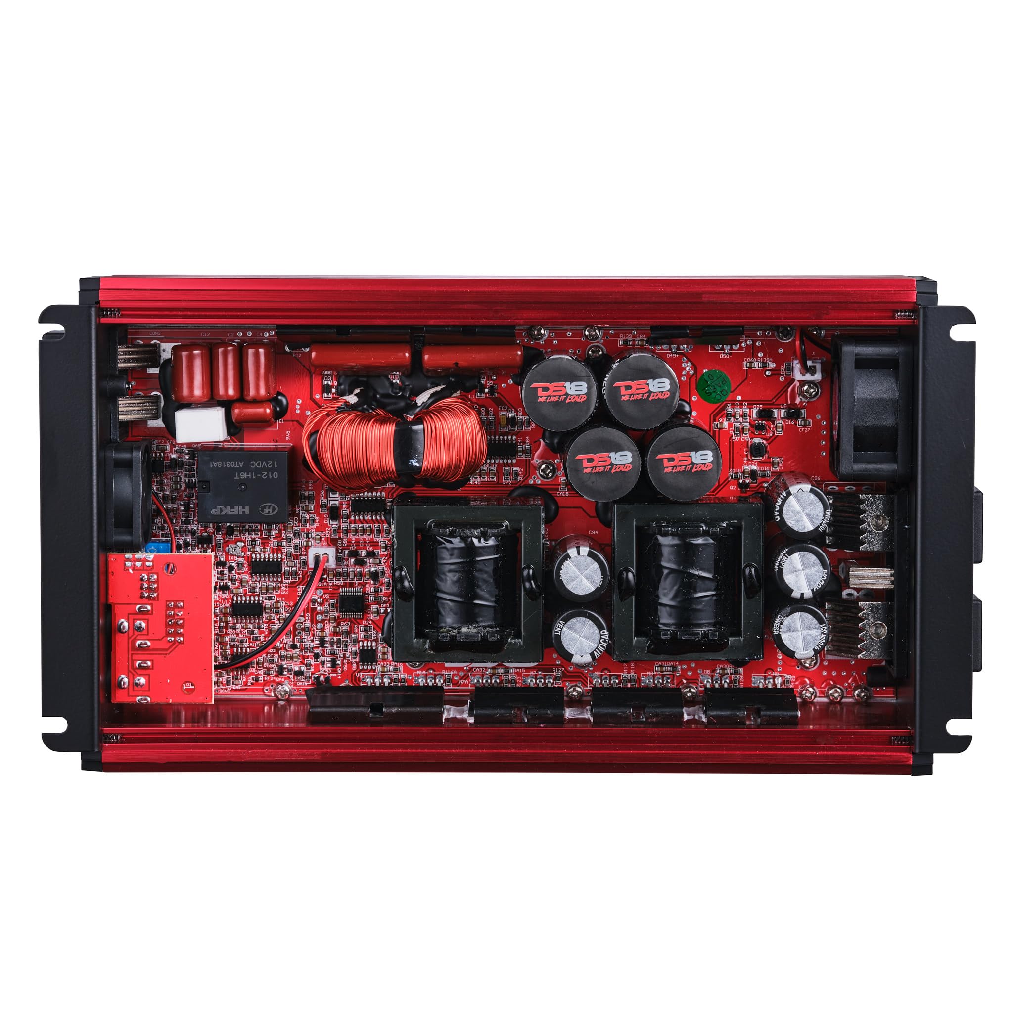 DS18 FRP-3.5K/RD 1-Channel Amplifier 3,500 Watts RMS @ 1-Ohm, Compact Full-Range Class D, High Efficiency, Monoblock Amplifier Great for Bass, Mids, or Highs, Certified Dyno Results, Red