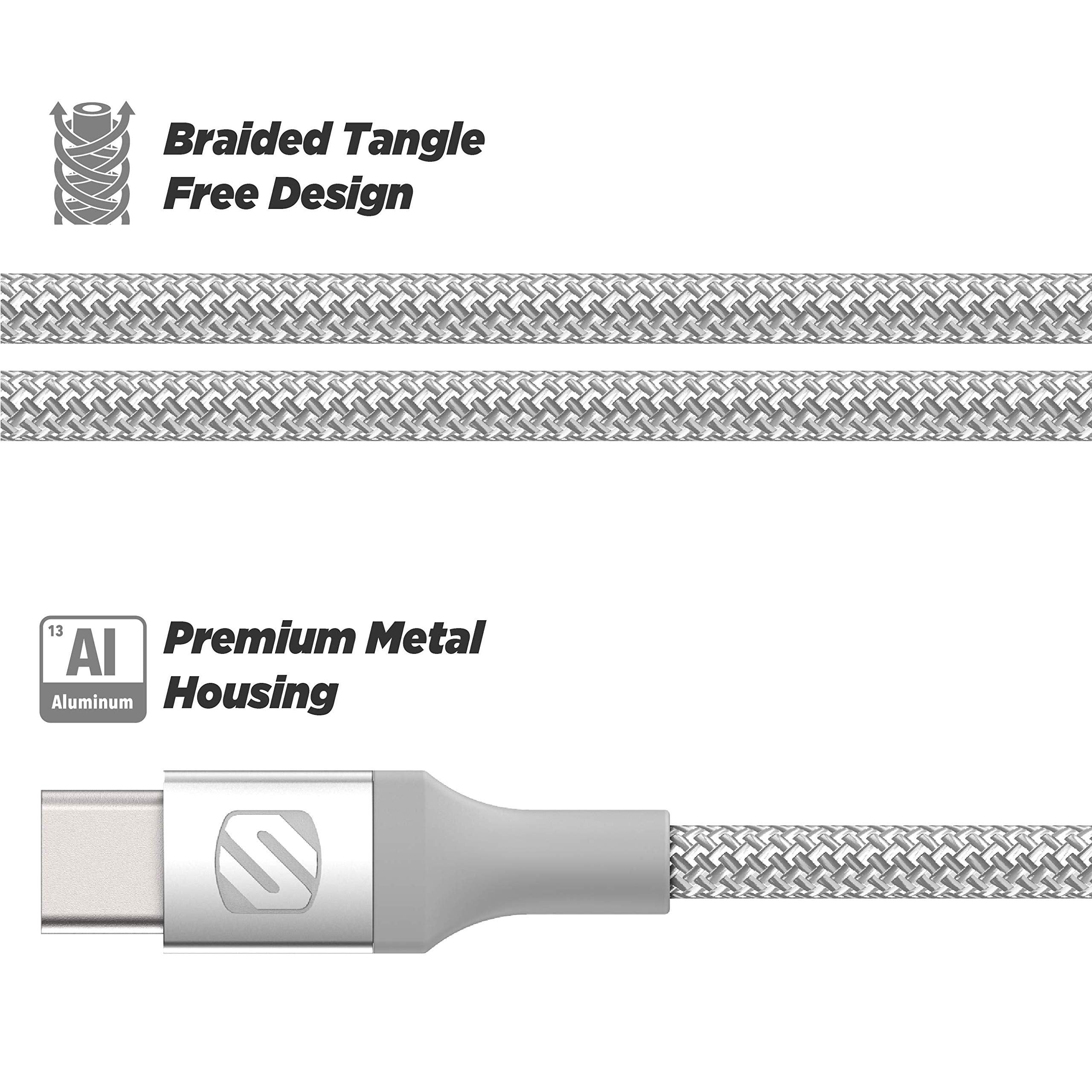SCOSCHE CCB4SR-SP STRIKELINE PREMIUM USB-C TO USB-C CHARGE & SYNC BRAIDED 4' CABLE