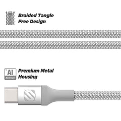 SCOSCHE CCB4SR-SP STRIKELINE PREMIUM USB-C TO USB-C CHARGE & SYNC BRAIDED 4' CABLE