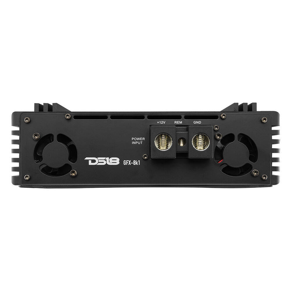 DS18 GFX-8K1 – Full-Range Class D 1-Channel Monoblock Amplifier – 8000 Watts RMS, 1-Ohm