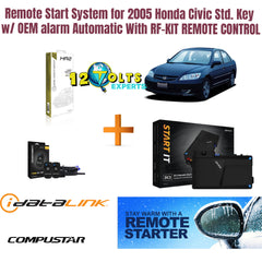 Remote Start System for 2005 Honda Civic Std. Key w/ OEM alarm Automatic With RF-KIT REMOTE