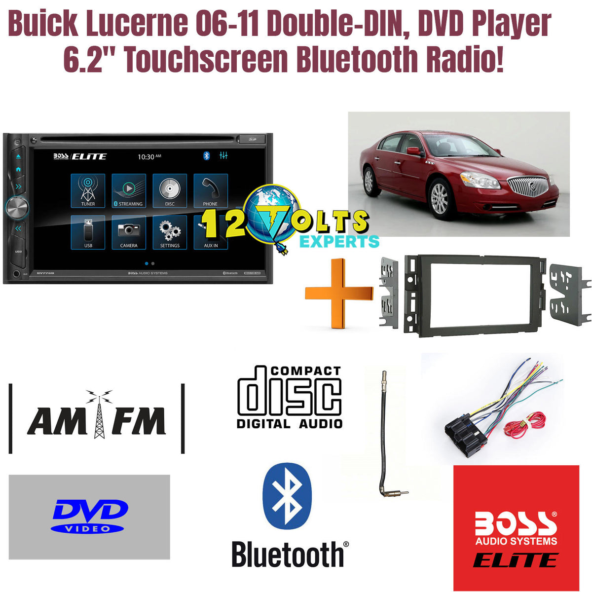 Buick Lucerne 06-11 Double-DIN, DVD Player 6.2" Touchscreen Bluetooth Radio!