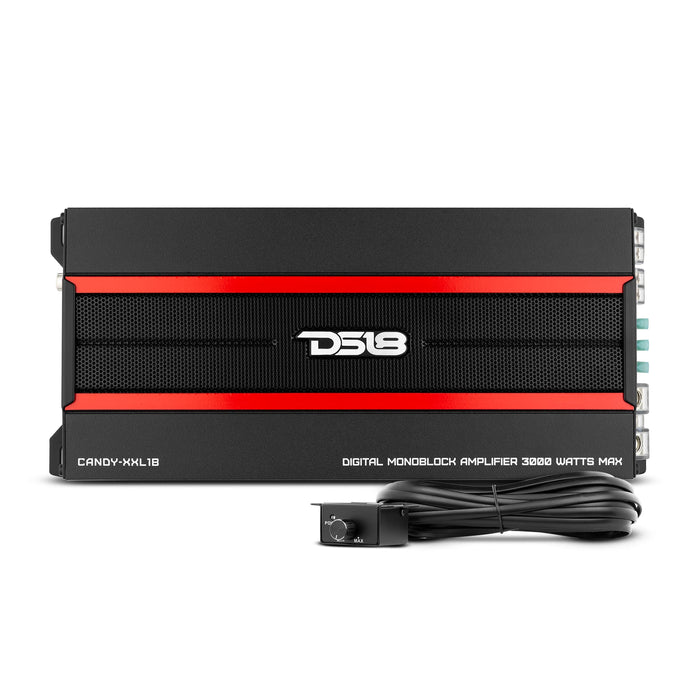 DS18 CANDY-XXL1B DS18 CANDY-XXL1B Compact Class D 1-Channel Monoblock Car Amplifier 3000 Watts 1-Ohm