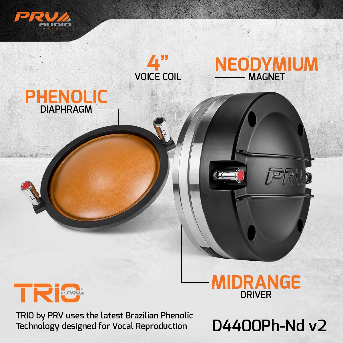 PRV Audio D4400Ph-Nd v2 2" Exit Midrange Compression Driver