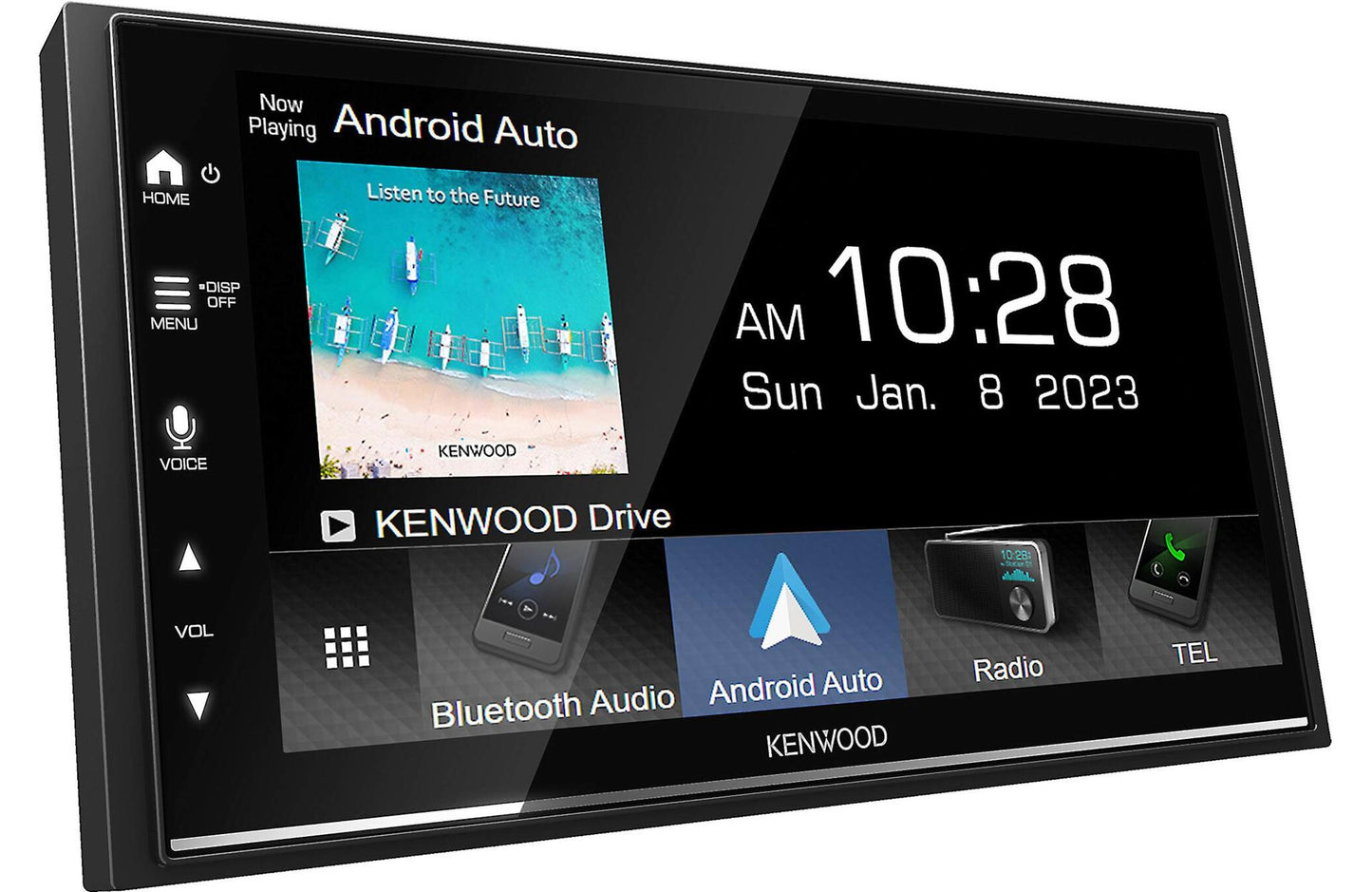 Kenwood DMX8709S 6.8" Screen Receiver,  Wireless Android Auto & Apple CarPlay + iBeam TE-2MPIR Surface License Plate Multi-Mount  IR Accessory Back-up Camera