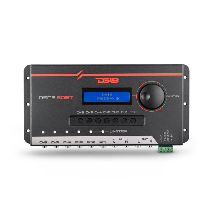 DS18 DSP2.6DBT 2-Channel In and 6-Channel Out Digital Sound Processor (DSP) with Bluetooth and LCD Screen