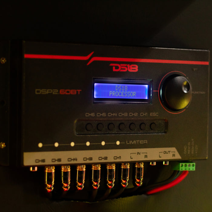 DS18 DSP2.6DBT 2-Channel In and 6-Channel Out Digital Sound Processor (DSP) with Bluetooth and LCD Screen