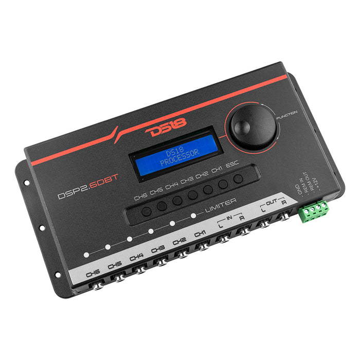 DS18 DSP2.6DBT 2-Channel In and 6-Channel Out Digital Sound Processor (DSP) with Bluetooth and LCD Screen