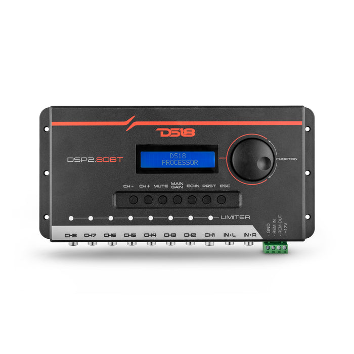 DS18 DSP2.8DBT 2-Channel In and 8-Channel Out Digital Sound Processor (DSP) with Bluetooth and LCD Screen