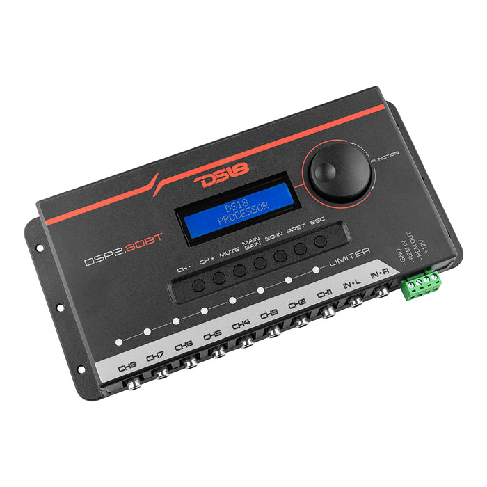 DS18 DSP2.8DBT 2-Channel In and 8-Channel Out Digital Sound Processor (DSP) with Bluetooth and LCD Screen