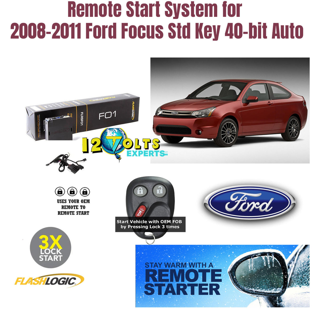 Remote Start System for 2008-2011 Ford Focus Std Key 40-bit Auto