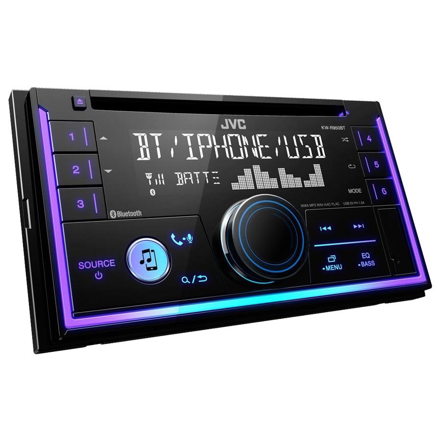 JVC KW-R950BTS 2-DIN CD Receiver featuring Bluetooth / USB / 13-Band EQ Variable-Color Illumination / JVC Remote App Compatibility