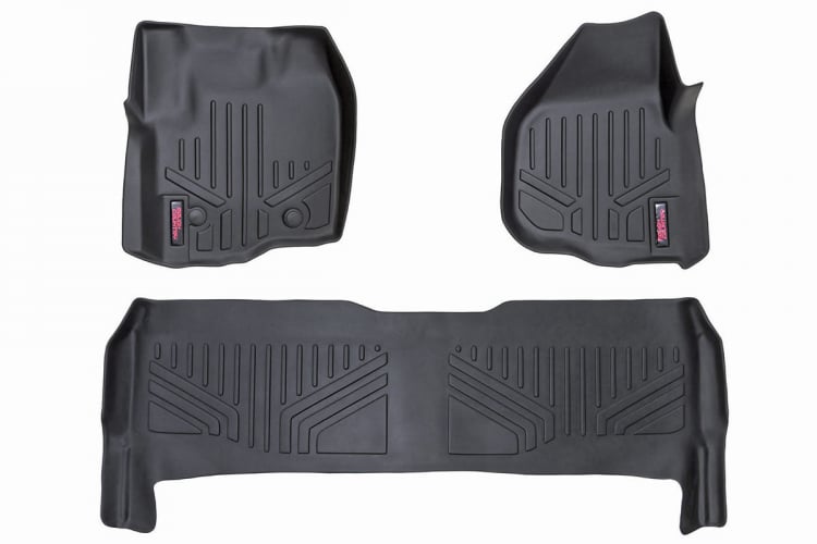 Rough Country M-51213 Floor Mats FR & RR | Raised FR Pedal | Ford F-250/F-350 Super Duty (12-16)