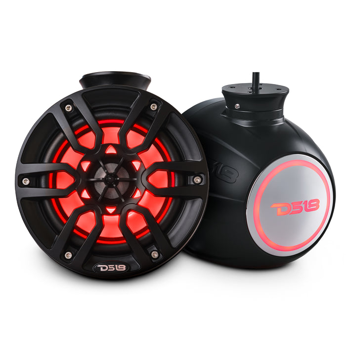DS18 NXL-PS6BK NXL 6.5" Pod 300w Speaker with Integrated RGB LED Lights (Pair) - Perfect For Jet Skis