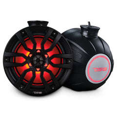 DS18 NXL-PS8BK NXL 8" Pod 375W Speaker with Integrated RGB LED Lights (Pair) - Perfect for Jet Skis