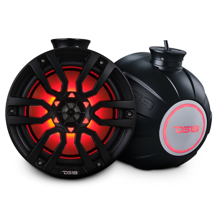 DS18 NXL-PS8W NXL 8" Pod 375W Speaker with Integrated RGB LED Lights (Pair) - Perfect for Jet Skis