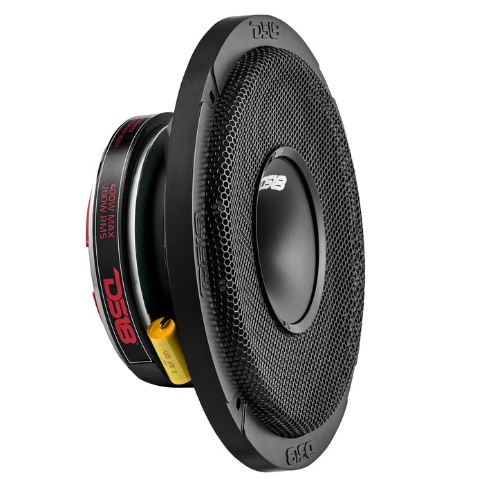 DS18 PRO-HY8.4MSL PRO 8" Shallow Coaxial Hybrid Mid-Range Loudspeaker with Built-in Driver 200 Watts Rms 4-Ohm - Grill Included