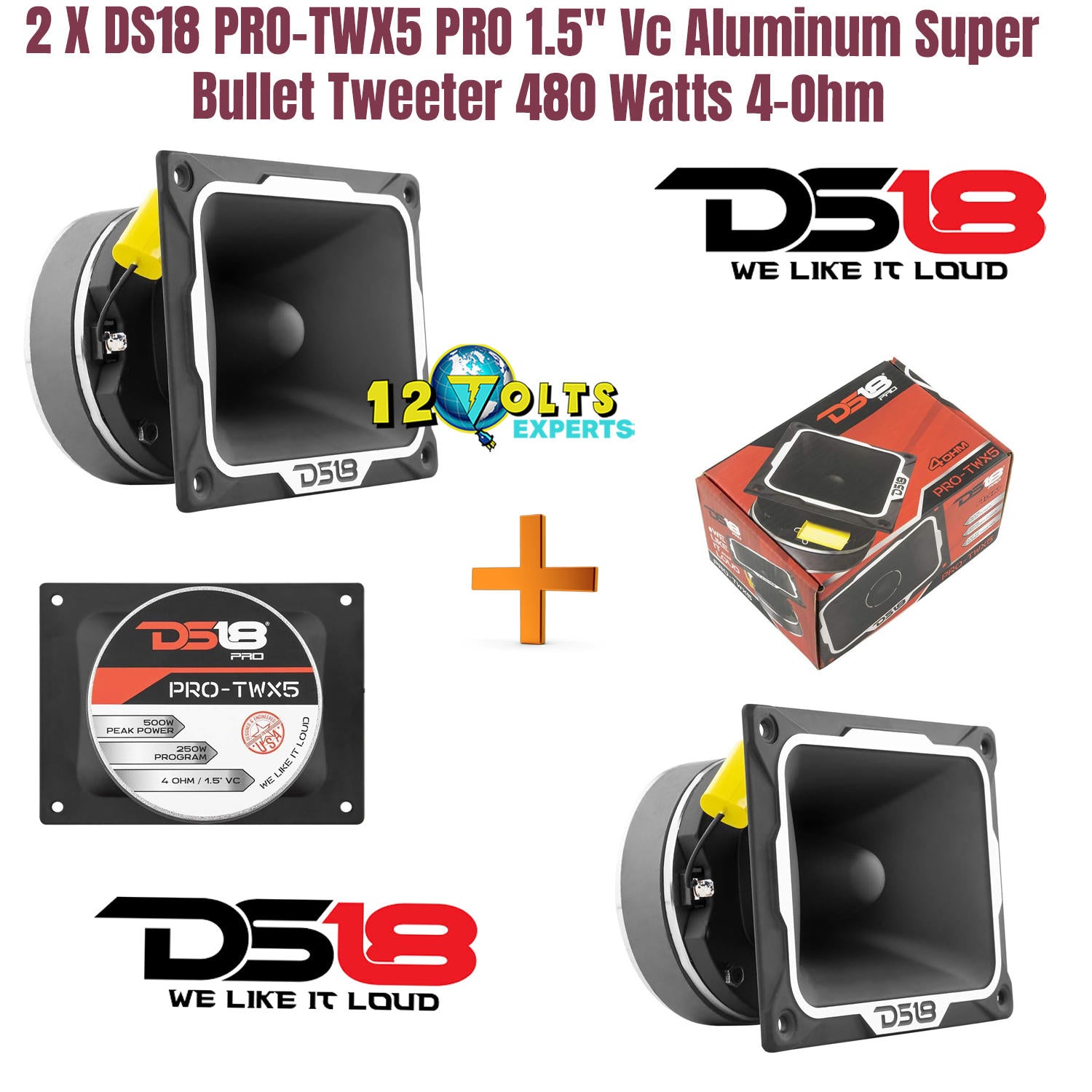 2 X DS18 PRO-TWX5 PRO 1.5" Vc Aluminum Super Bullet Tweeter 480 Watts 4-Ohm