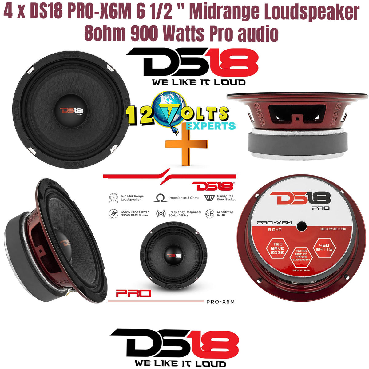 4 x DS18 PRO-X6M 6 1/2 " Midrange Loudspeaker 8ohm 900 Watts Pro audio New