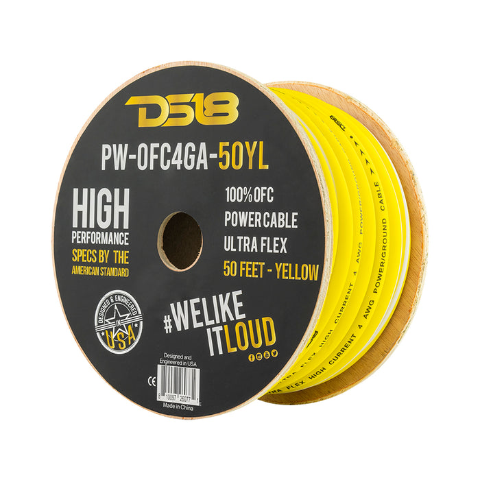 DS18 PW-OFC4GA-50BK 4-GA 100% OFC Ground, Power Cable, 50 Feet