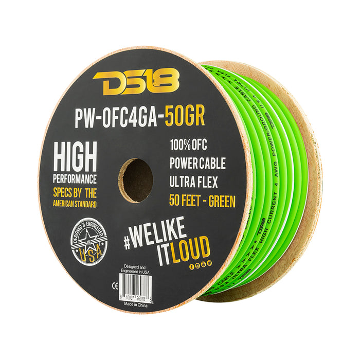 DS18 PW-OFC4GA-50BK 4-GA 100% OFC Ground, Power Cable, 50 Feet