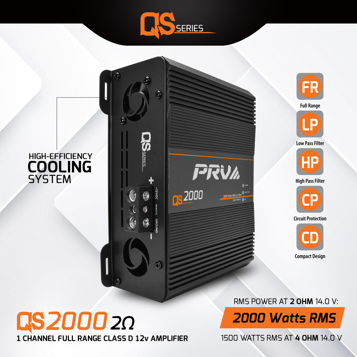 PRV Audio QS2000 2 Ohm 1 Channel Full Range Amplifier