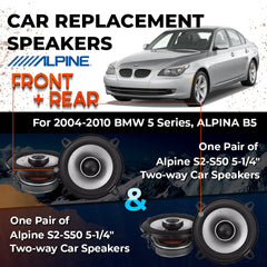 Car Speaker Replacement fits 2004-2010 for BMW 5 Series, ALPINA B5