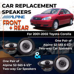 Car Speaker Replacement fits 2001-2002 for Toyota Corolla