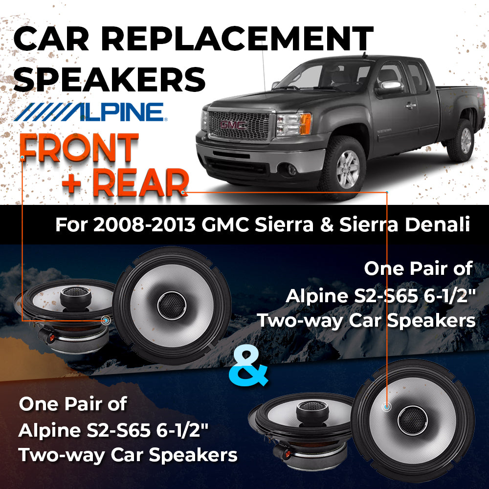 Car Speaker Replacement fits 2008-2013 for GMC Sierra / Sierra Denali  Extended Cab
