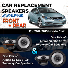 Car Speaker Replacement fits 2012-2015 for Honda Civic