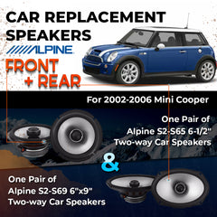 Car Speaker Replacement fits 2002-2006 for Mini Cooper