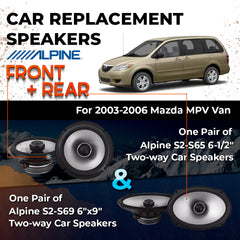 Car Speaker Replacement fits 2003-2006 for Mazda MPV Van