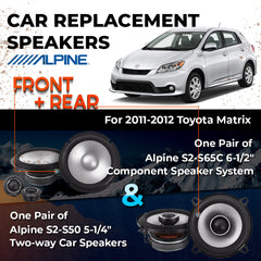 Car Speaker Replacement fits 2011-2012 for Toyota Matrix