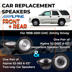 Car Speaker Replacement fits 1998-2001 for GMC Jimmy  (a.k.a. Jimmy Envoy)  4 door