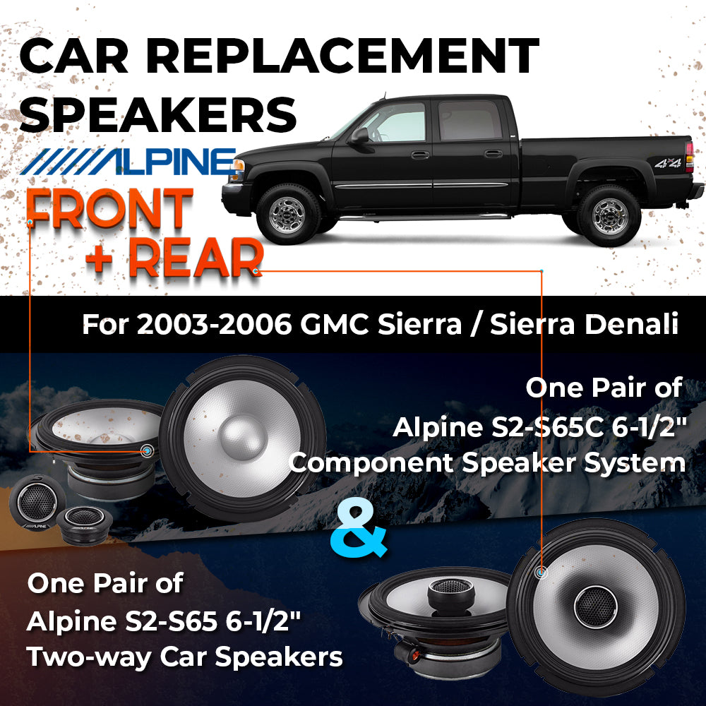 Car Speaker Replacement fits 2003-2006 for GMC Sierra / Sierra Denali  4 door