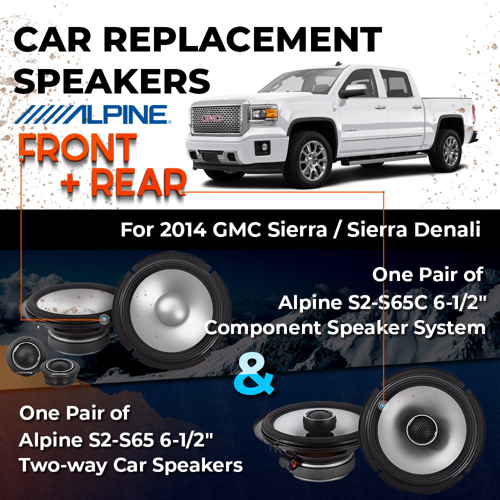 Car Speaker Replacement fits 2014 for GMC Sierra / Sierra Denali 2500 HD, 3500 HD, Chassis Cab Extended Cab