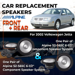 Car Speaker Replacement fits 2002 for Volkswagen Jetta w/ SDIN radio