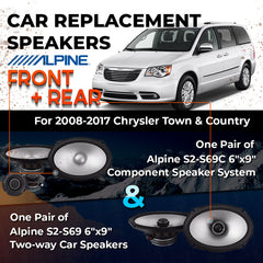 Car Speaker Replacement fits 2008-2017 for Chrysler Town & Country