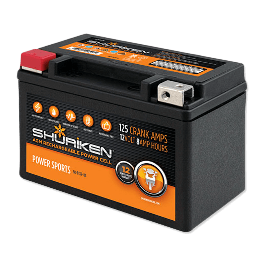 Shuriken SK-BTX9-BS 125 Crank AMPS / 8AMP Hours AGM Battery