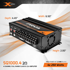 PRV Audio SQ1000.4 2 Ohm 4 Channel Mini Full Range Amp