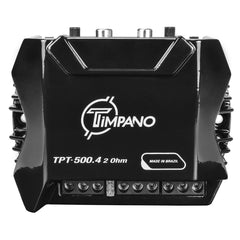 Timpano Audio TPT-500.4 2 Ohm Compact 4 Channel Car Audio Amplifier  4x 125 Watts at 2 Ohm  Mini Stereo 12 volts Fullrange Class D Amp Bridgeable