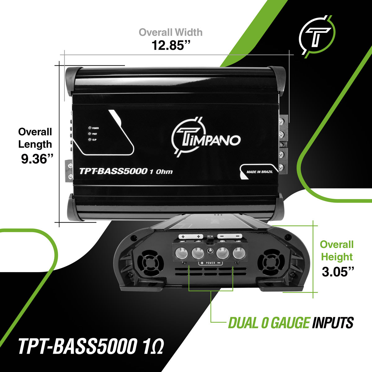 Timpano Audio TPT-BASS5000 1 Ohm 5000 Watts Car Audio Bass Amplifier   12 volts Monoblock Class D Car Amp